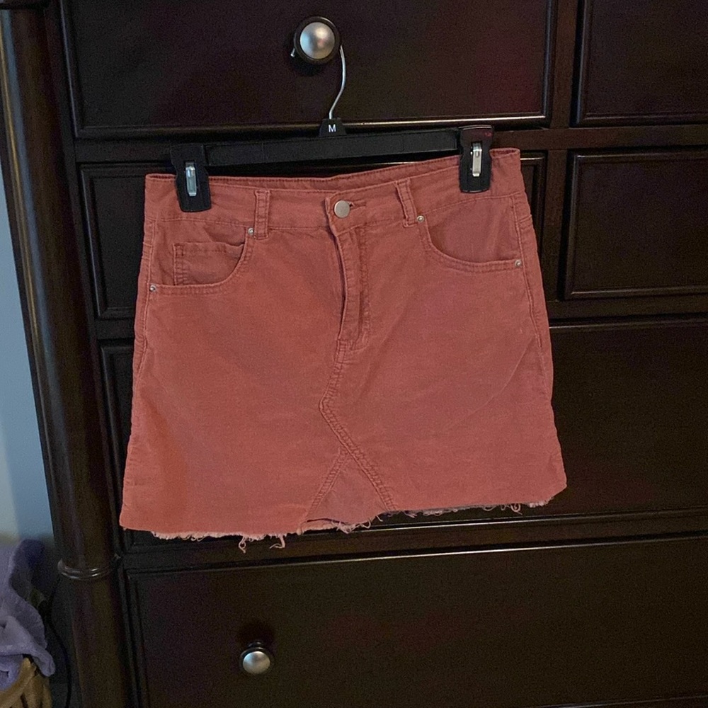 Pink Skirt, Size Large, Denim, Corduroy-like Material
